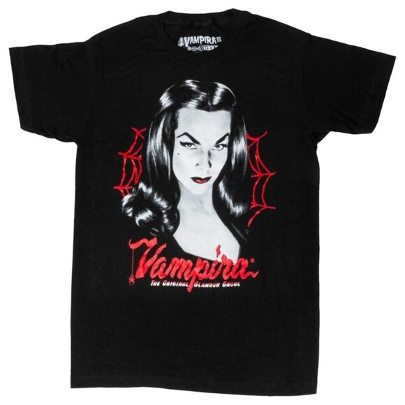 Vampira Glamour Ghoul Red Web Licensed Shirt Tee Gothic Horror S-M-L-XL-2X-3X - Picture 2 of 3